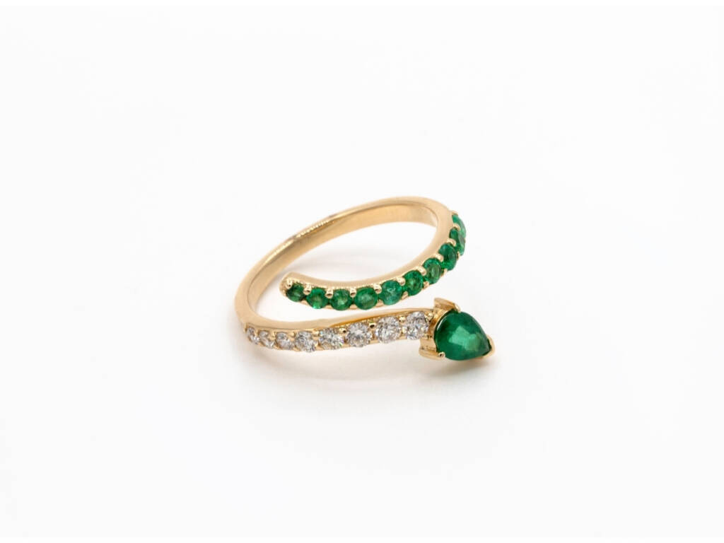 Emerald and Diamond Snake Ring