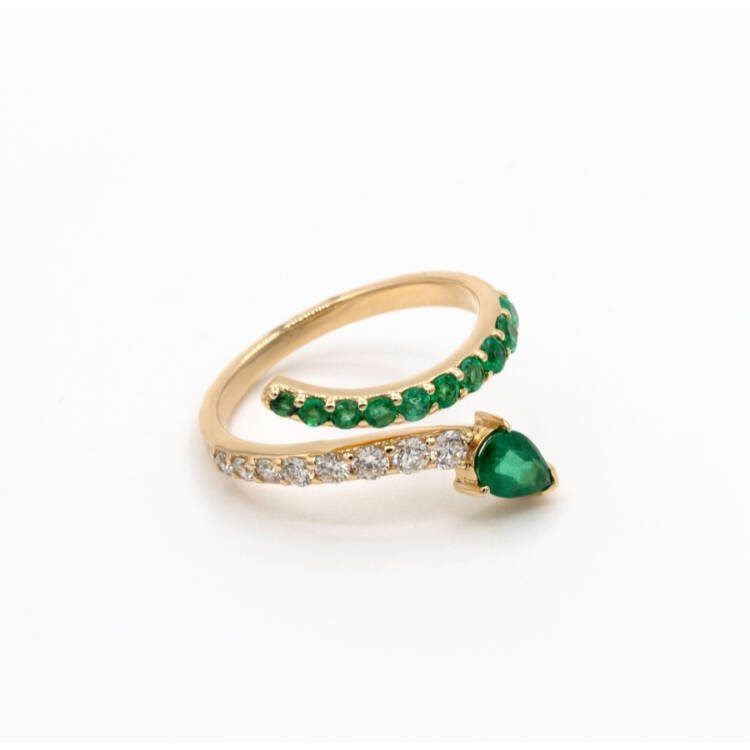 Emerald and Diamond Snake Ring