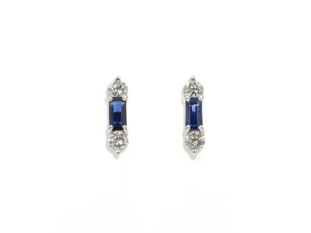 Sapphire Baguette Stud Earring