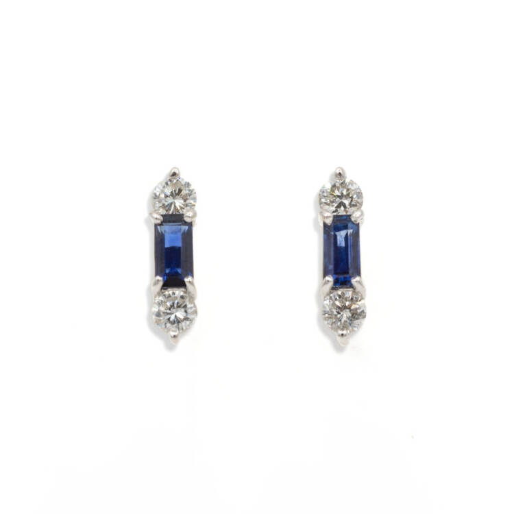 Sapphire Baguette Stud Earring