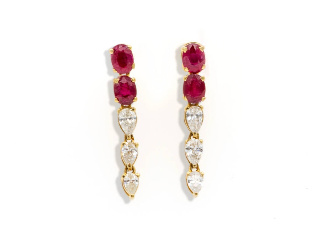 Ruby and Diamond Drop Earring