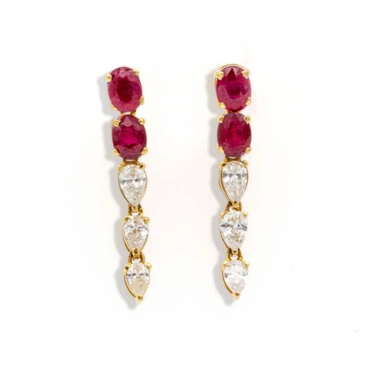 Ruby and Diamond Drop Earring