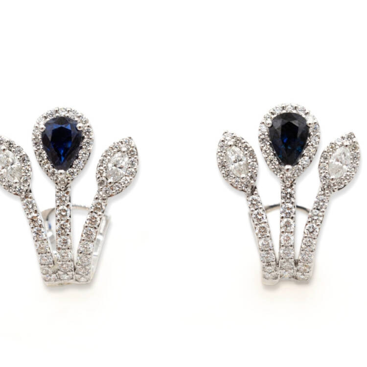 Diamond and Sapphire Trio Earring