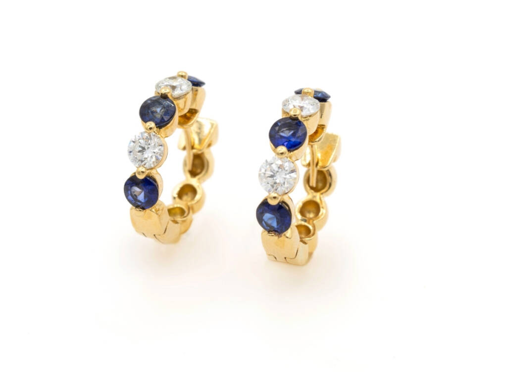 Sapphire and Diamond Huggies