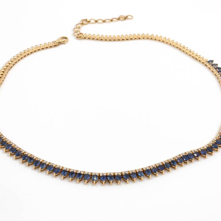 Diamond Sapphire Marquise Necklace
